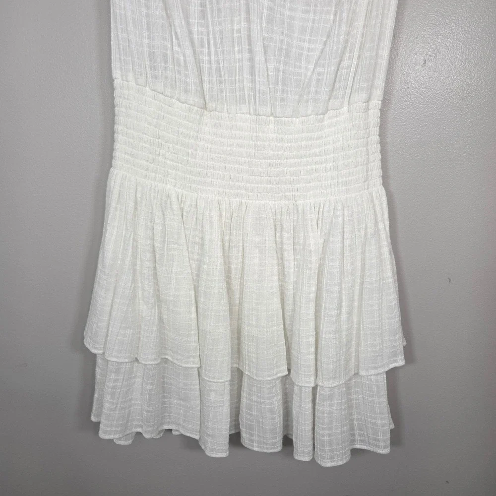 Ramy Brook White Cotton Flutter Sleeve Mini Dress Women's M Bridal Shower Reso